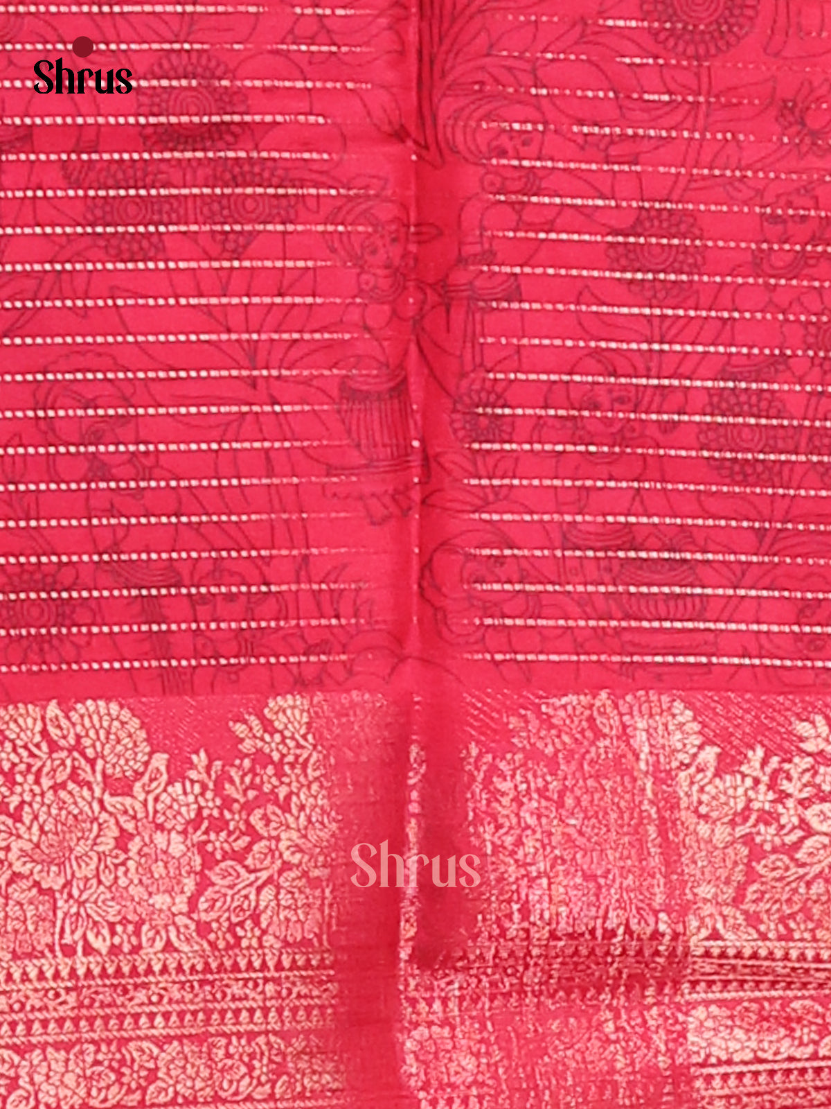 Blue & Red - Semi Tussar saree - Shop on Shrus.com