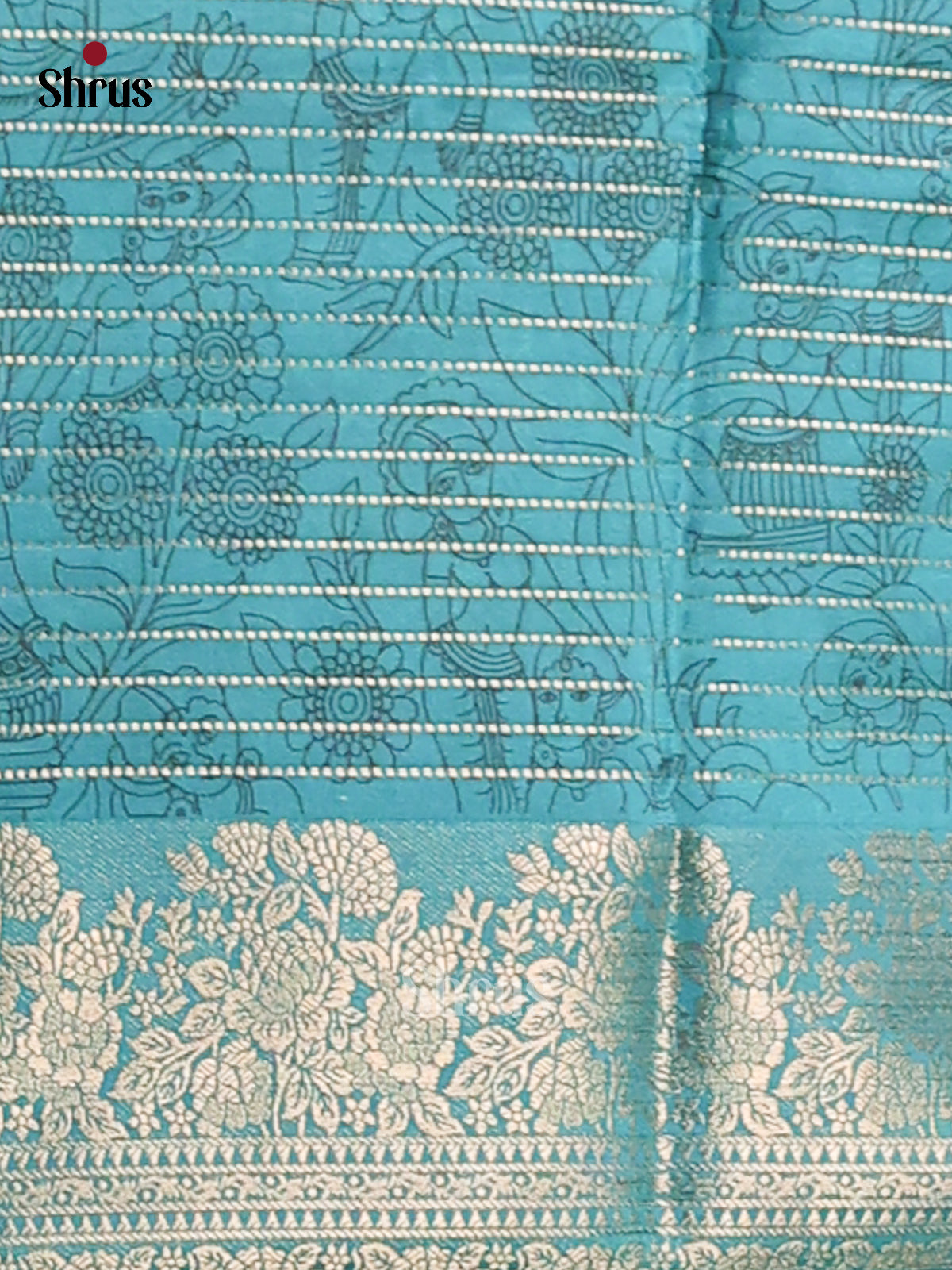 Yellow & Teal - Semi Tussar saree