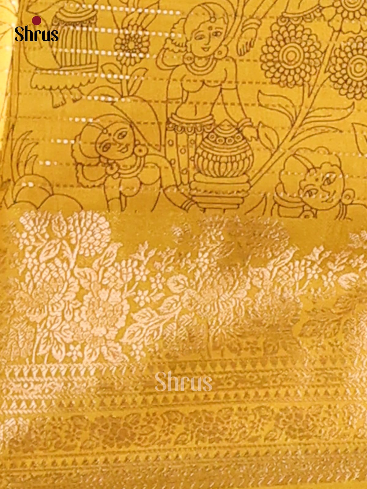 Violet  & Yellow- Semi Tussar saree - Shop on Shrus.com