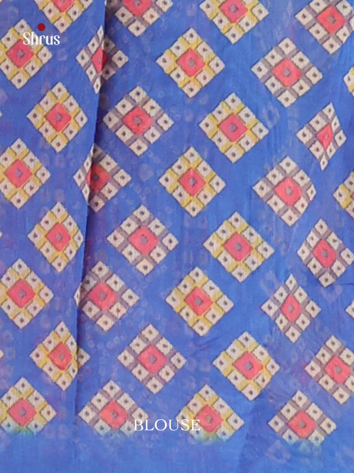 Yellow & Blue - Semi Chanderi Saree - Shop on Shrus.com