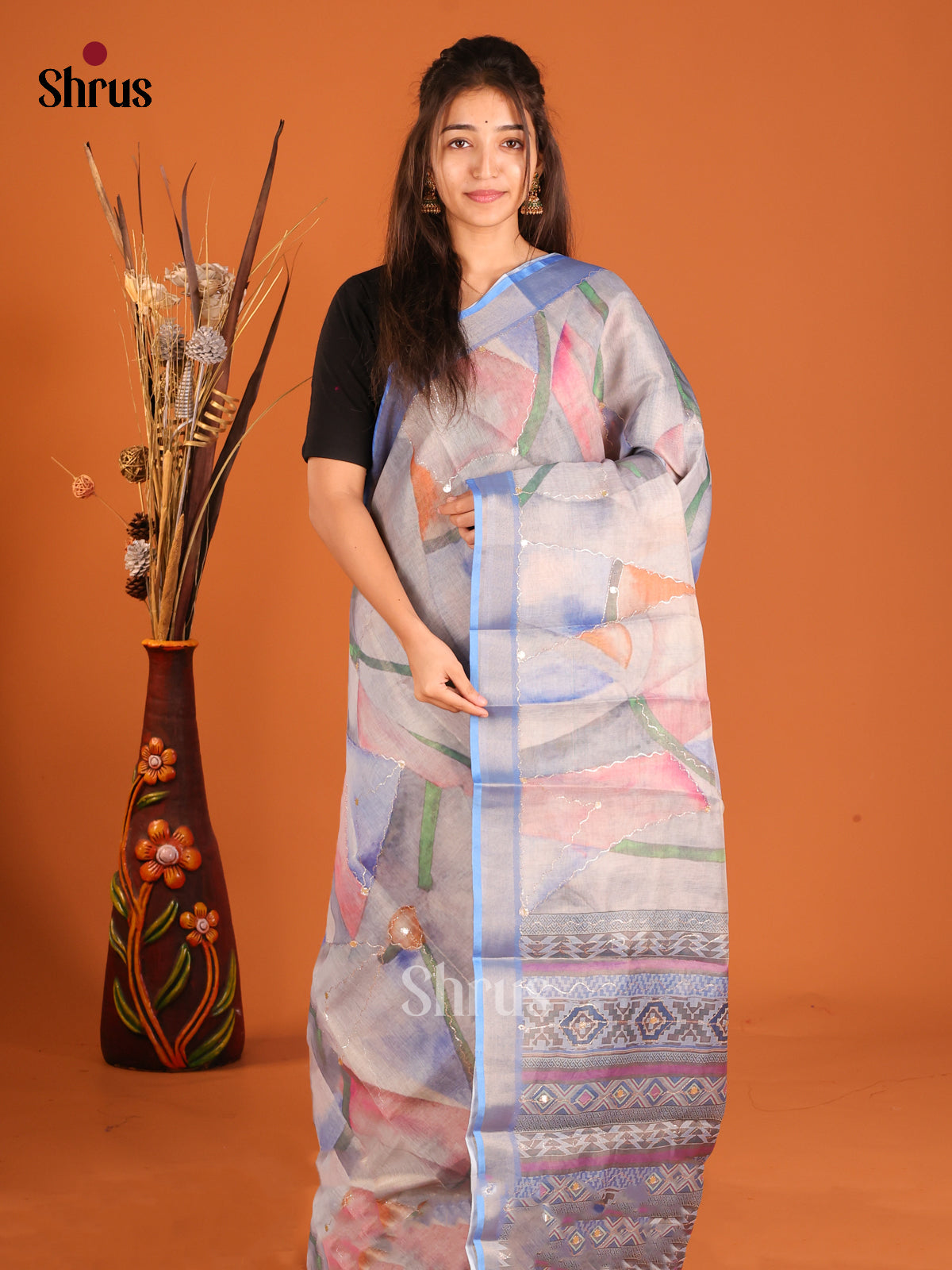 Blue - Semi Chanderi Saree