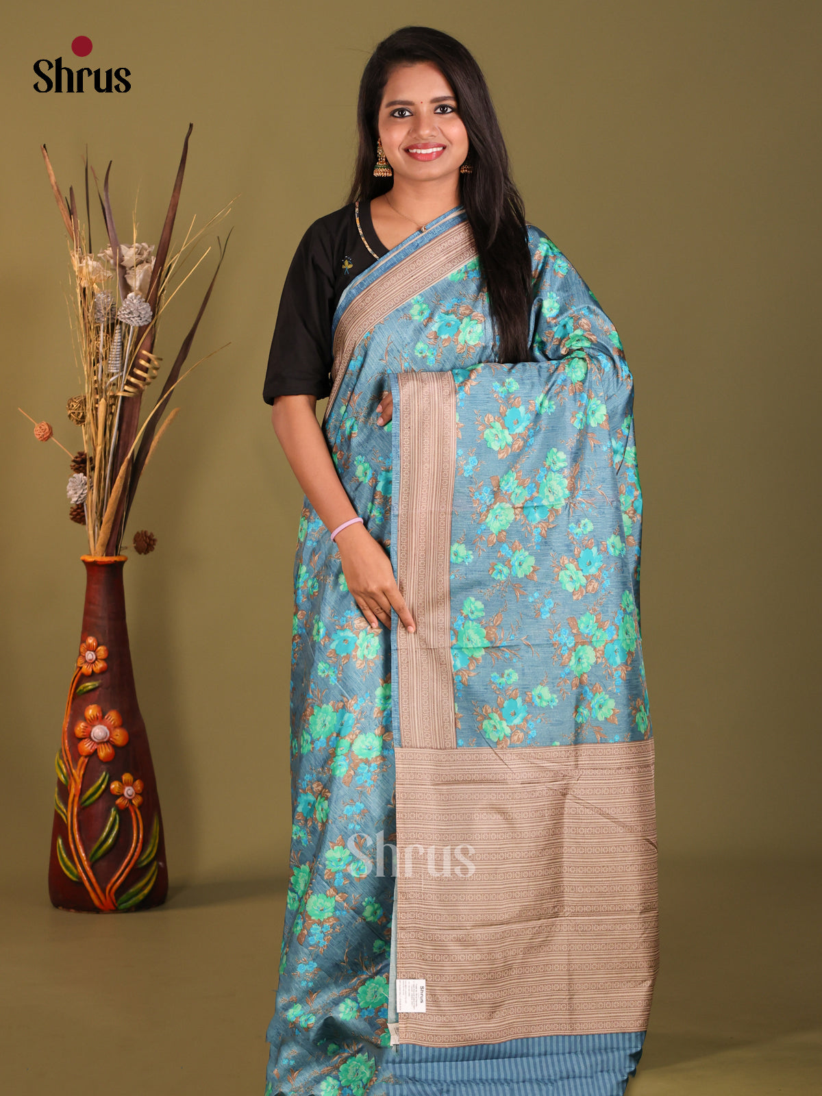 Blue - Semi Tussar Saree