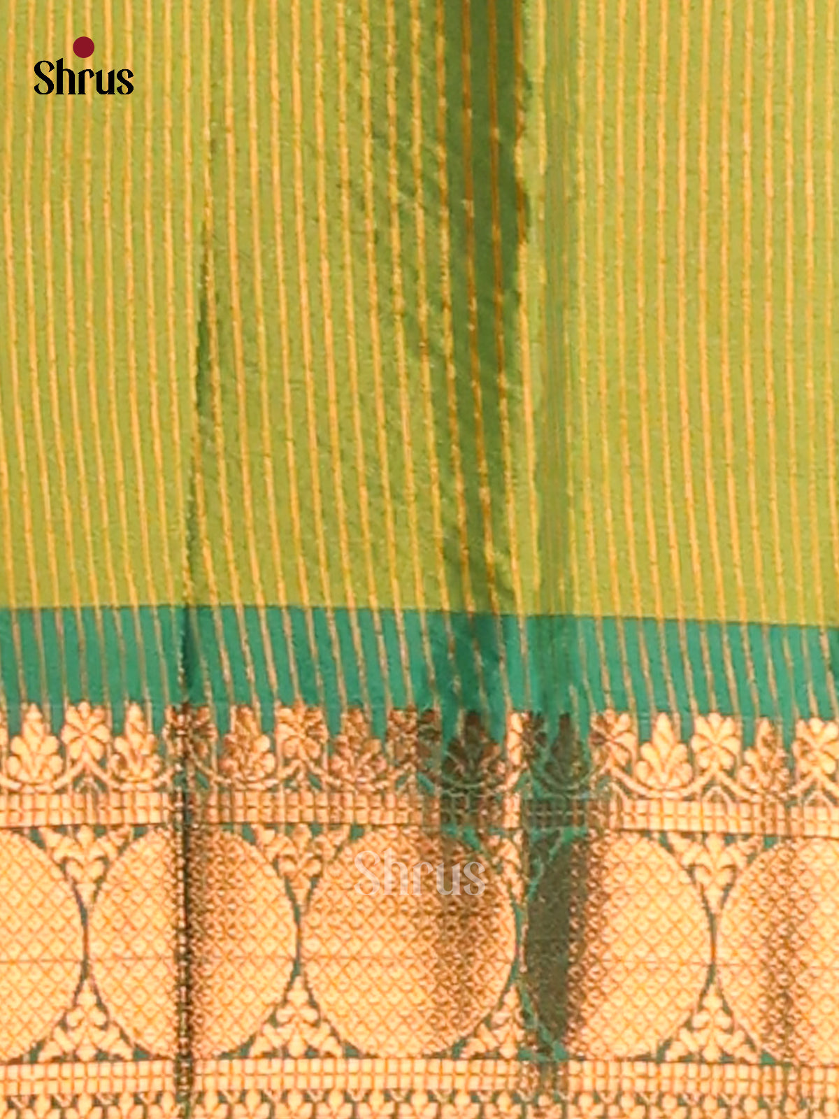 Yellow & Green - Semi Pochampally Saree - Shop on Shrus.com