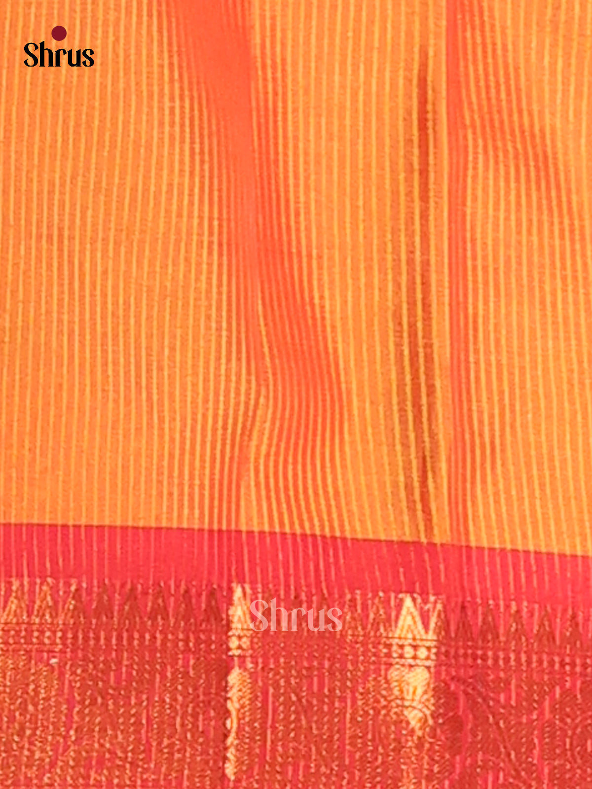 Yellow & Orange- Semi Pochampally Saree - Shop on Shrus.com