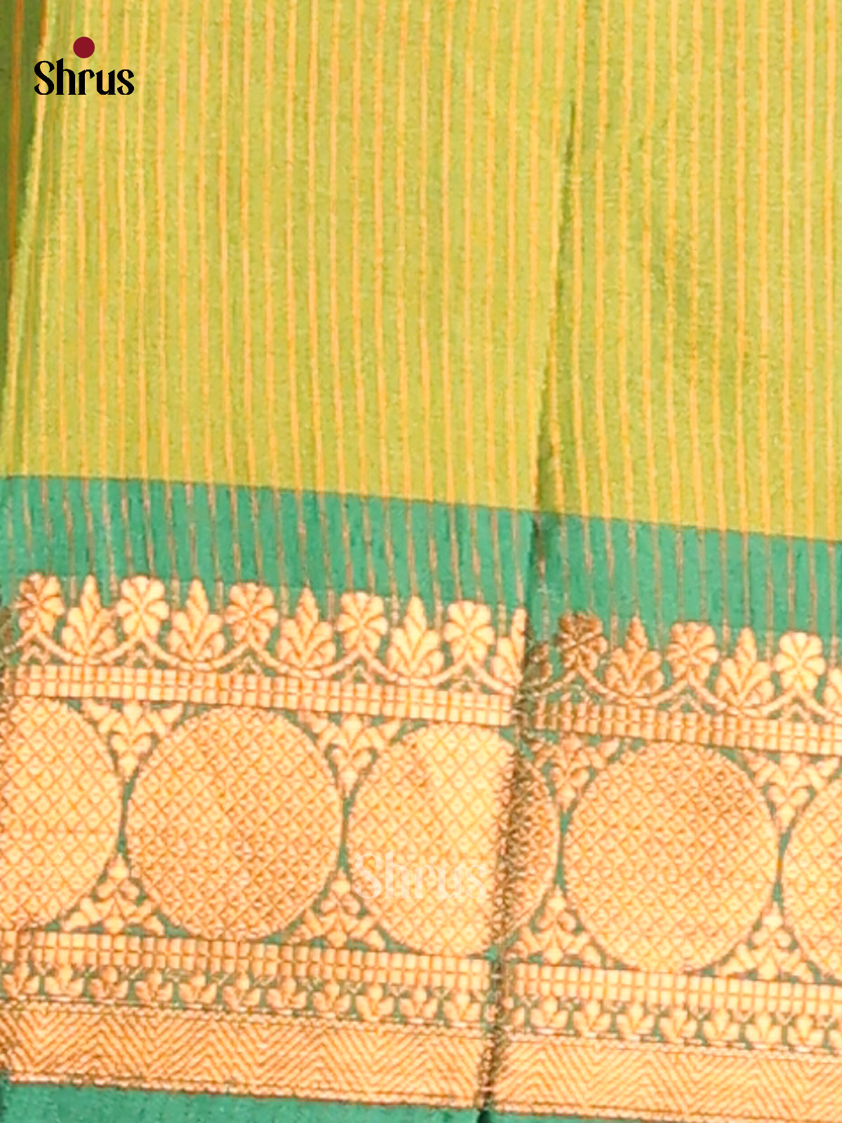 Orange & Green - Semi Pochampally Saree - Shop on Shrus.com