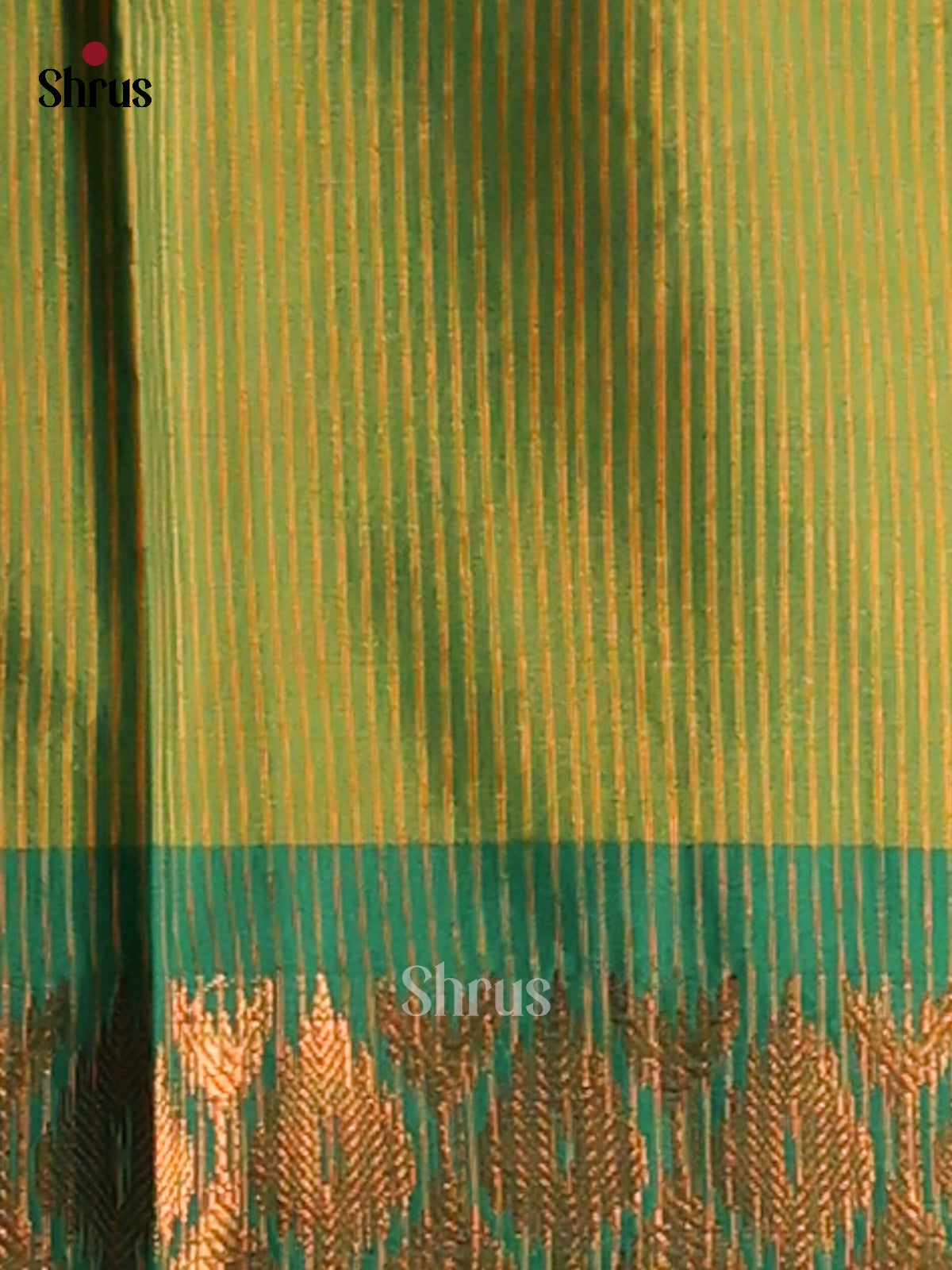 Yellow & Green - Semi Pochampally Saree - Shop on Shrus.com