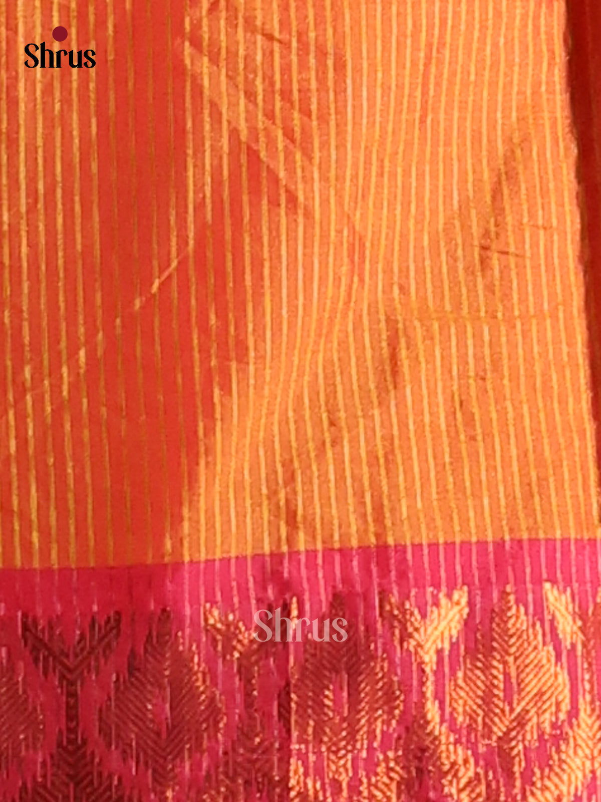 Yellow & Pink- Semi Pochampally Saree - Shop on Shrus.com
