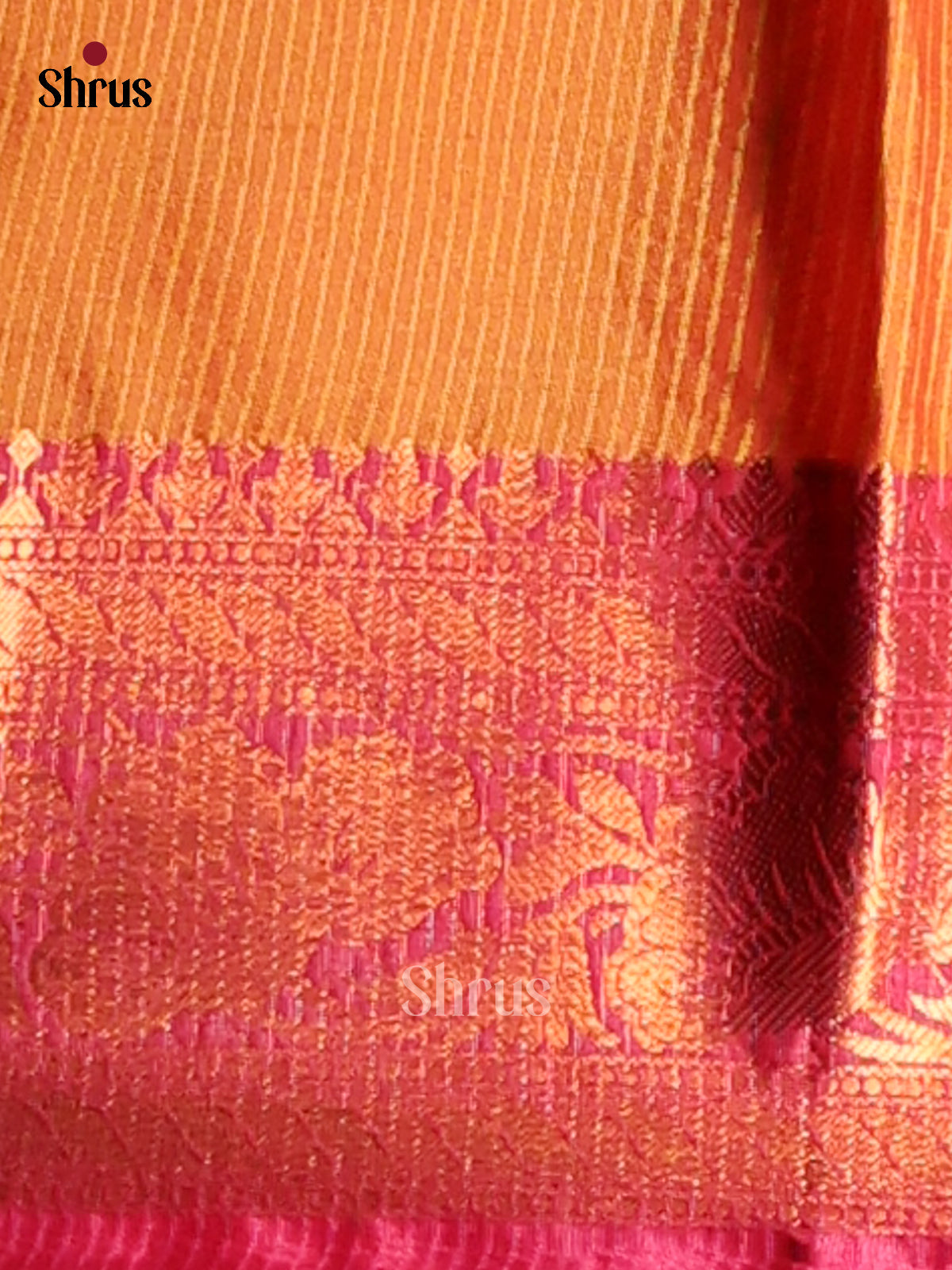 Pink & Mustard - Semi Pochampally Saree - Shop on Shrus.com