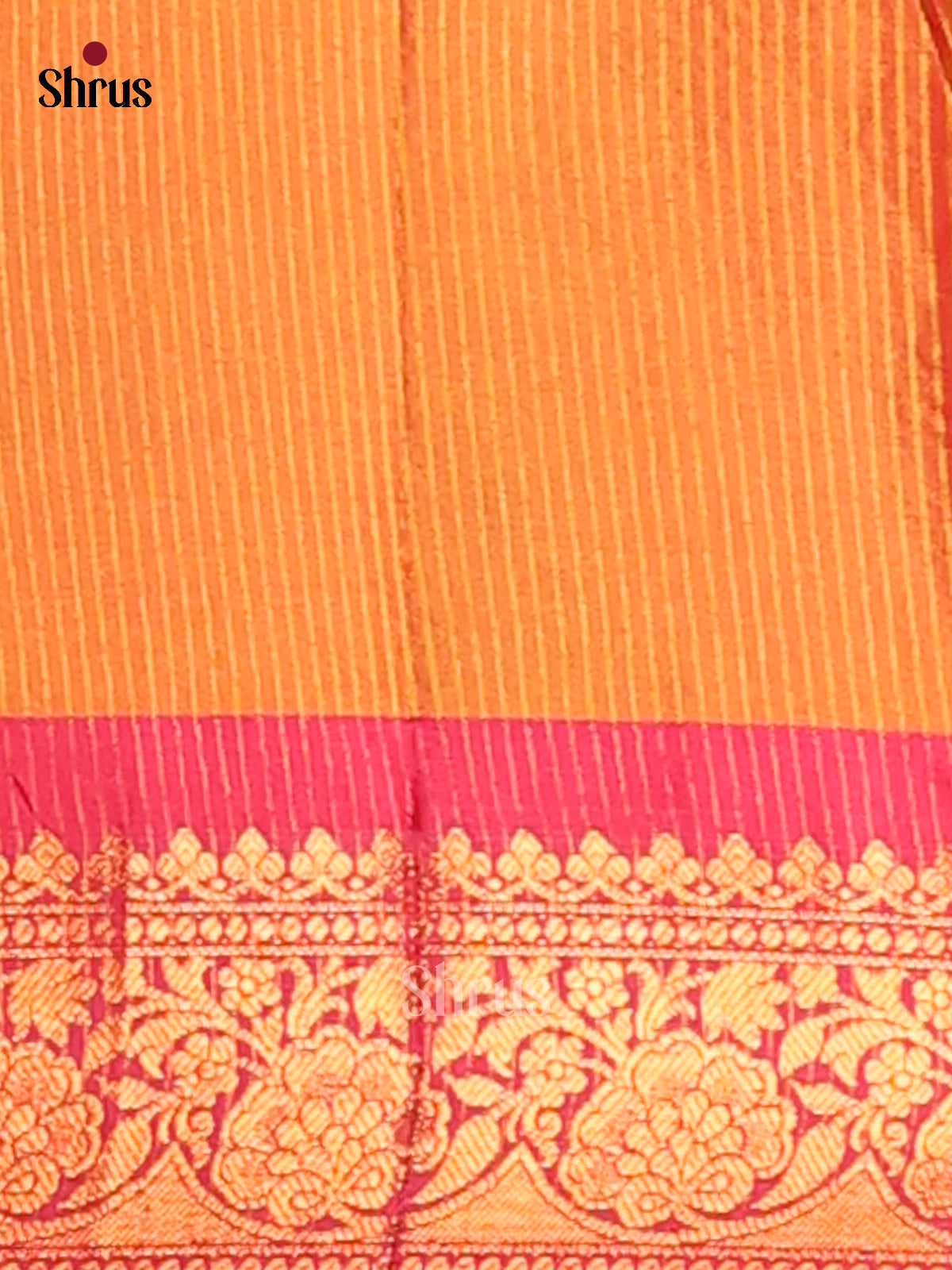 Pink & Mustard- Semi Pochampally Saree - Shop on Shrus.com