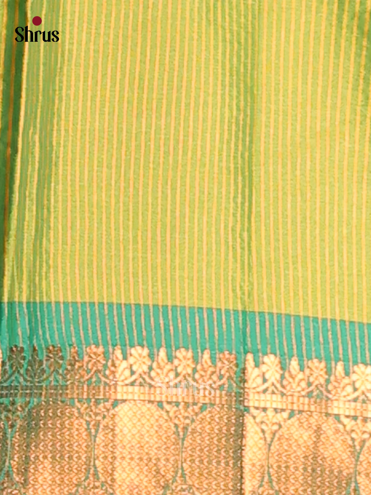 Yellow & Green - Semi Pochampally Saree - Shop on Shrus.com