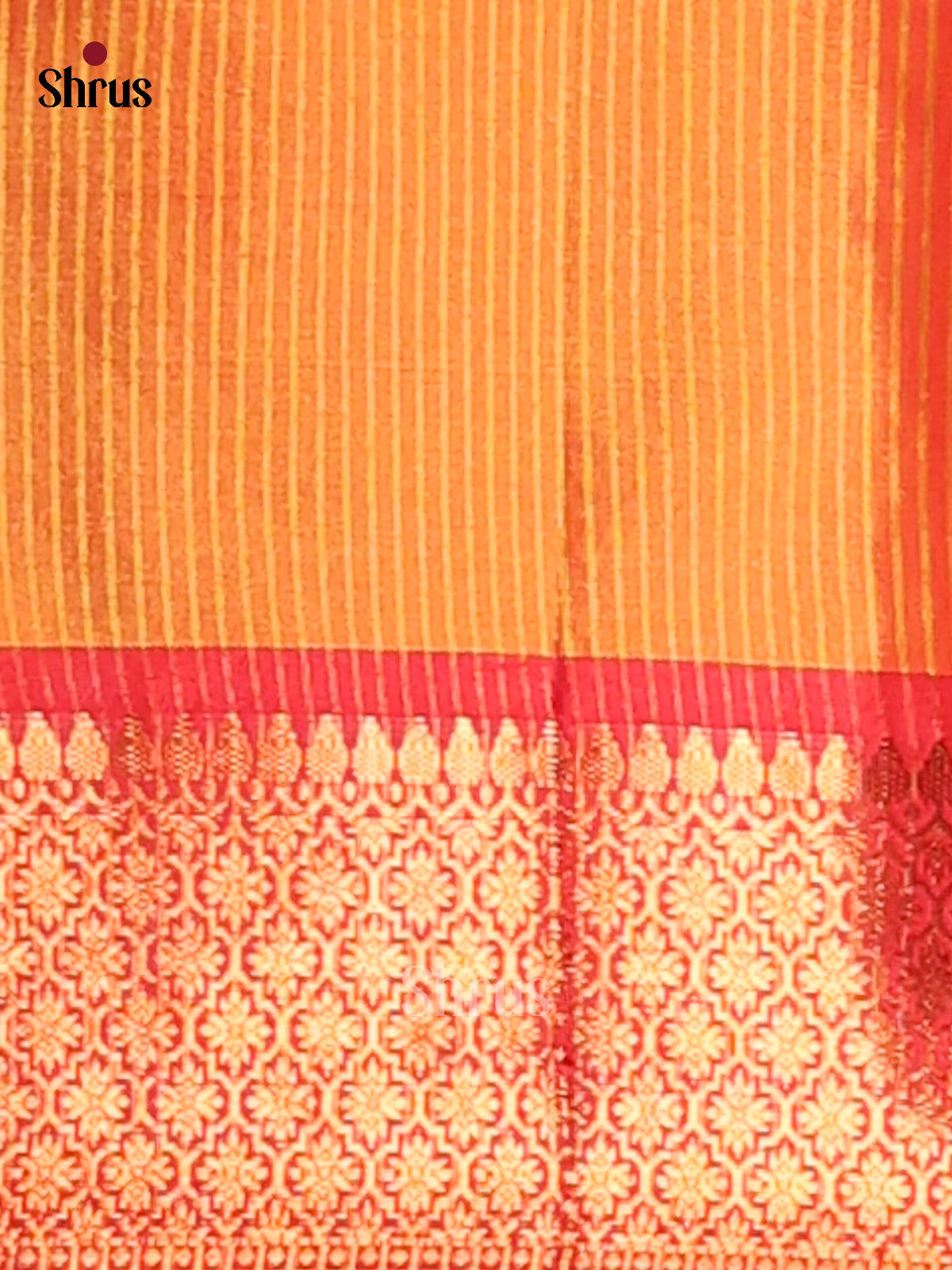 Yellow & Orange - Semi Pochampally Saree - Shop on Shrus.com
