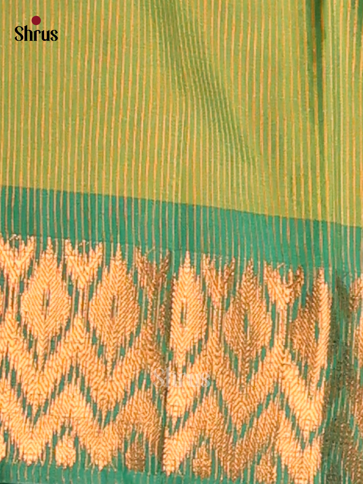 Light Green & Green - Semi Pochampally Saree - Shop on Shrus.com