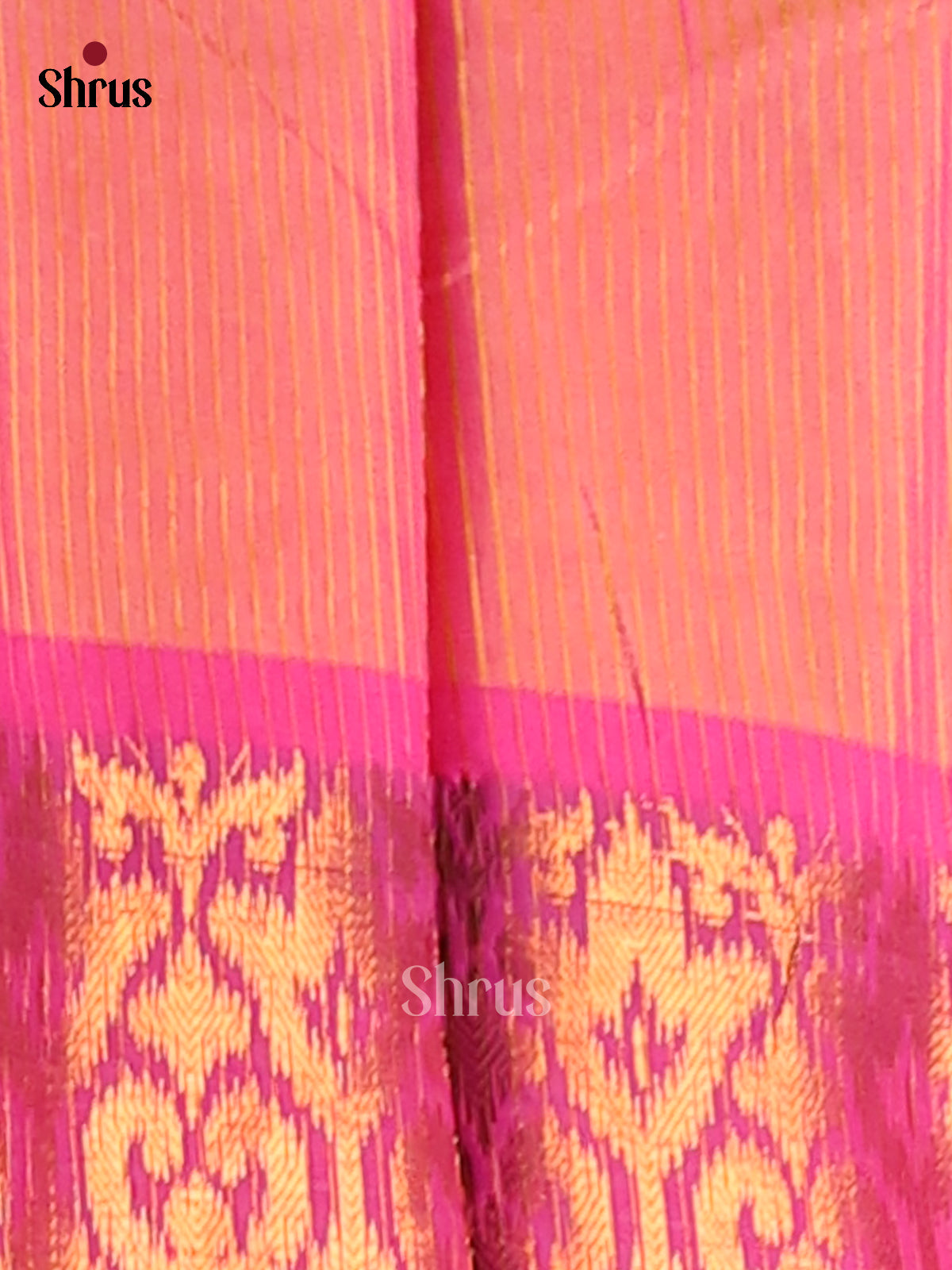 Orange & Pink - Semi Pochampally Saree - Shop on Shrus.com