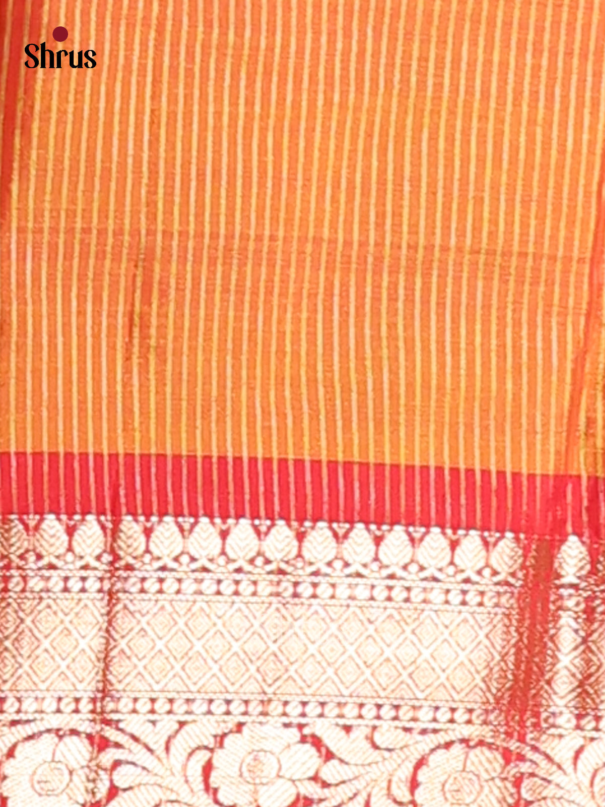 Light Green & Orange - Semi Pochampally Saree - Shop on Shrus.com