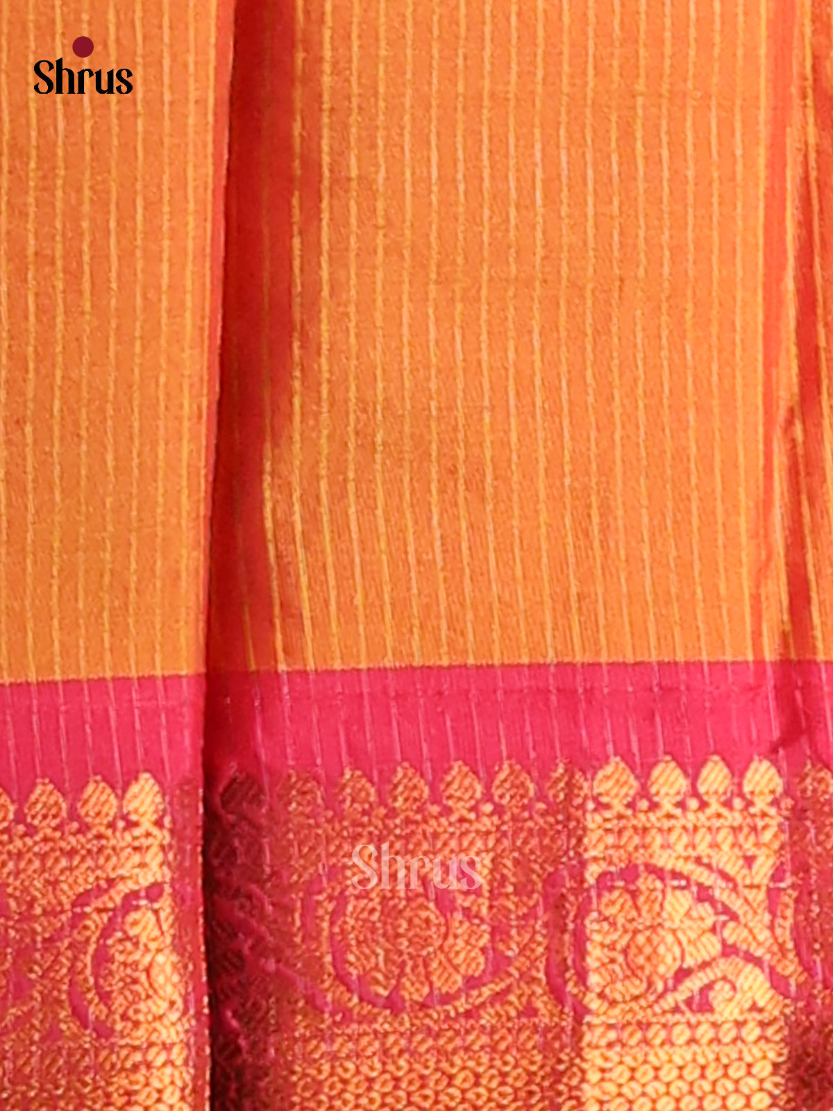 Pink & Orange - Semi Pochampally Saree - Shop on Shrus.com