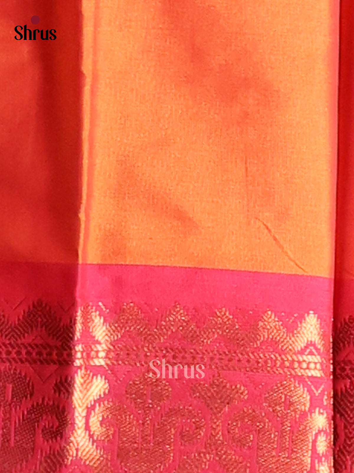 Pink & Orange - Semi Pochampally Saree - Shop on Shrus.com