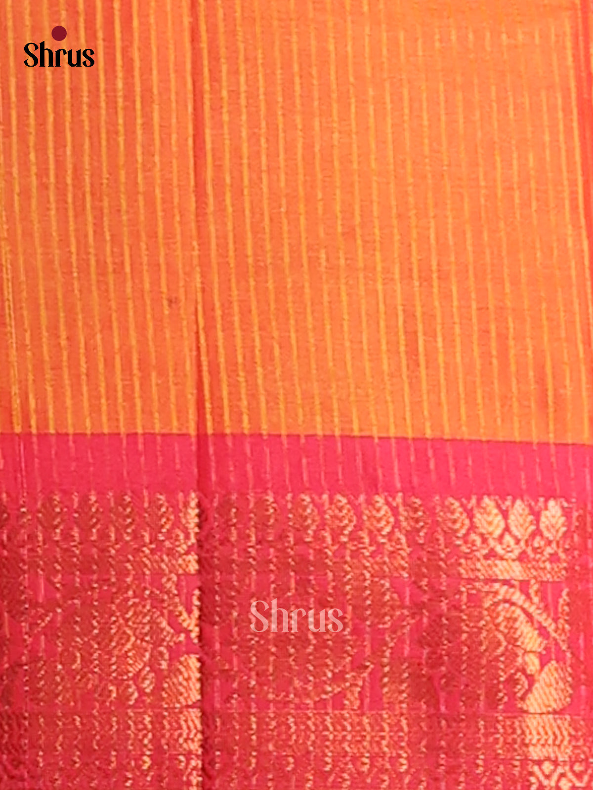 Pink & Orange - Semi Pochampally Saree - Shop on Shrus.com