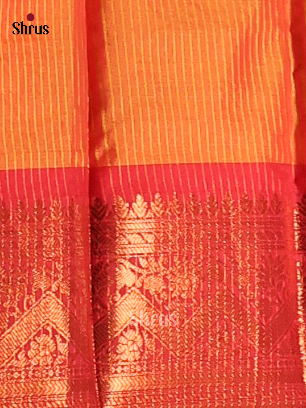 Lime Green & Orange - Semi Pochampally Saree - Shop on Shrus.com