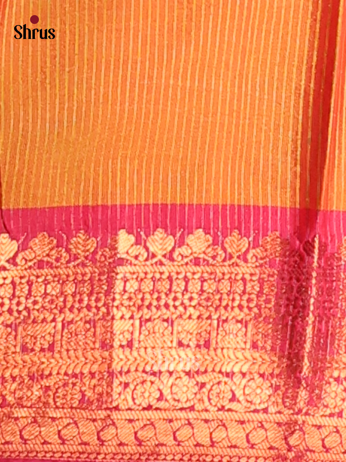 Pink & Orange - Semi Pochampally Saree - Shop on Shrus.com