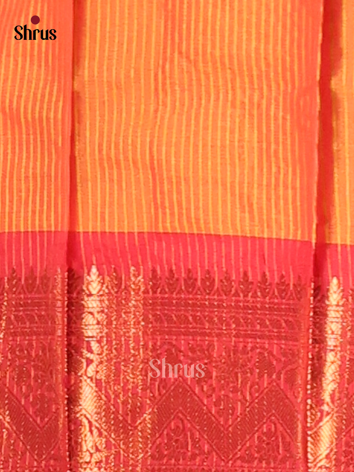 Pink & Orange - Semi Pochampally Saree - Shop on Shrus.com
