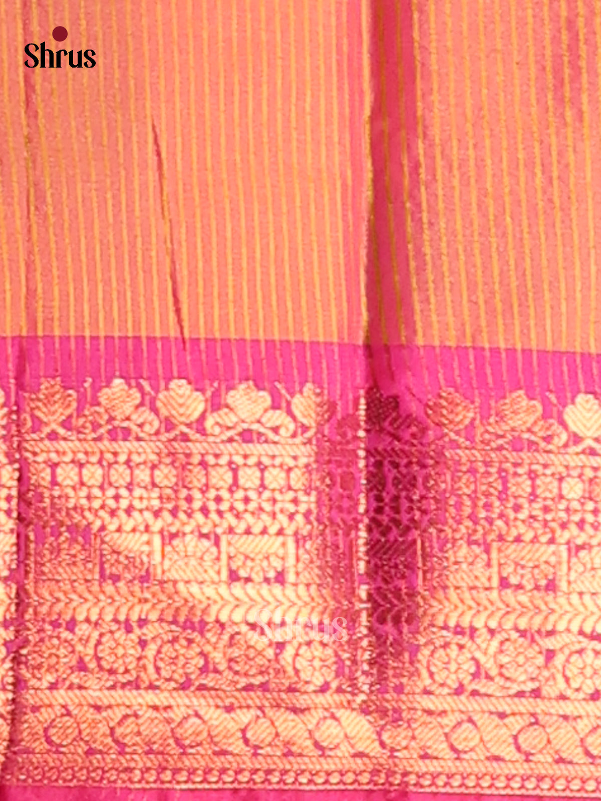 Green & Orange- Semi Pochampally Saree - Shop on Shrus.com