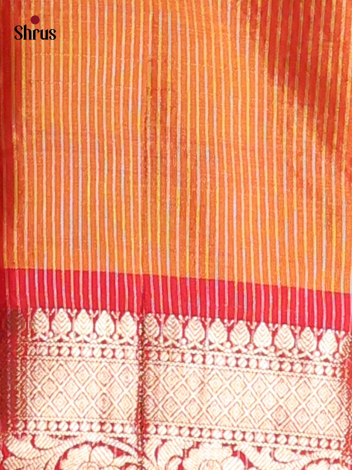 Yellow & Orange - Semi Pochampally Saree - Shop on Shrus.com