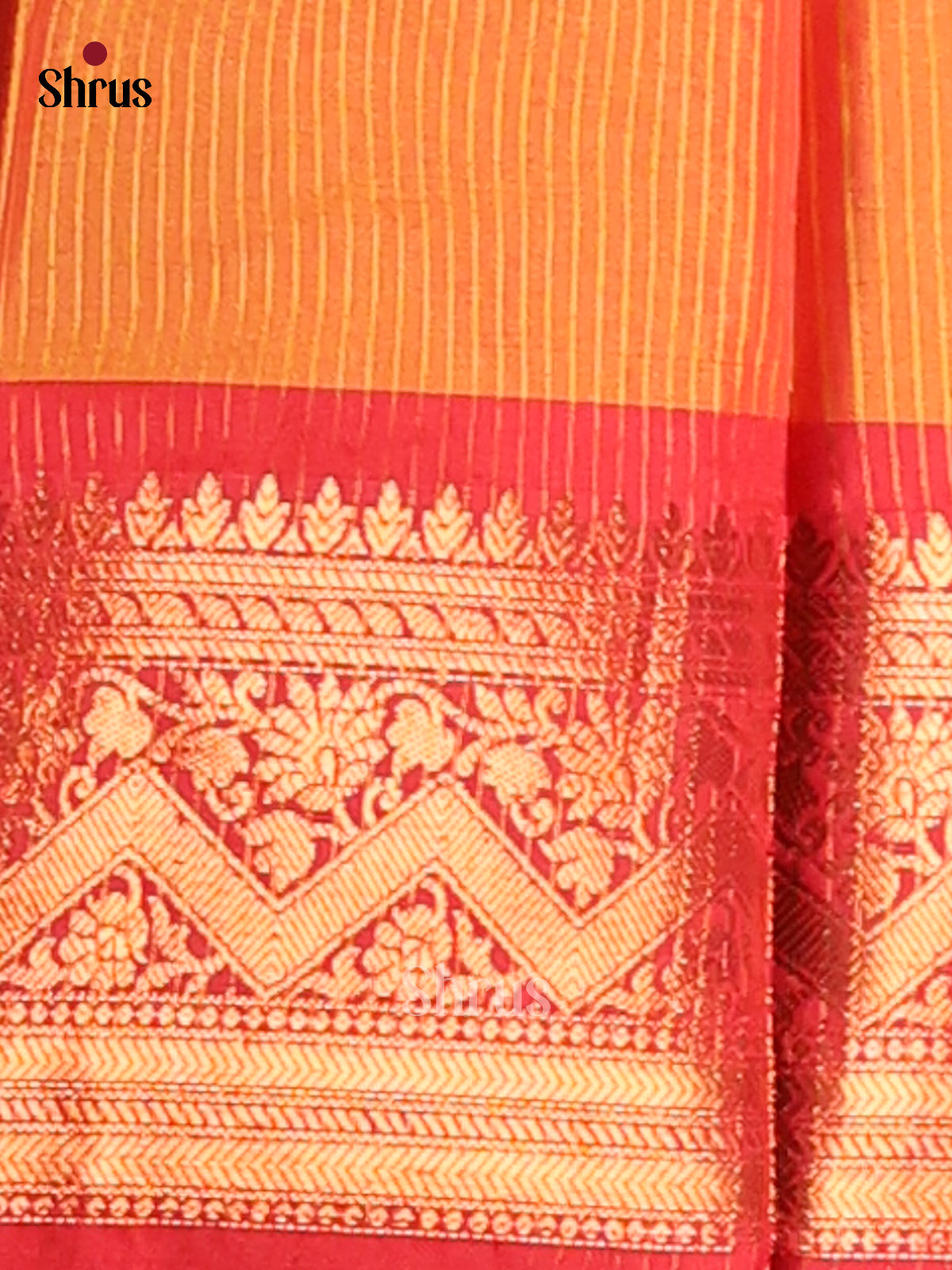 Yellow & Orange - Semi Pochampally Saree - Shop on Shrus.com