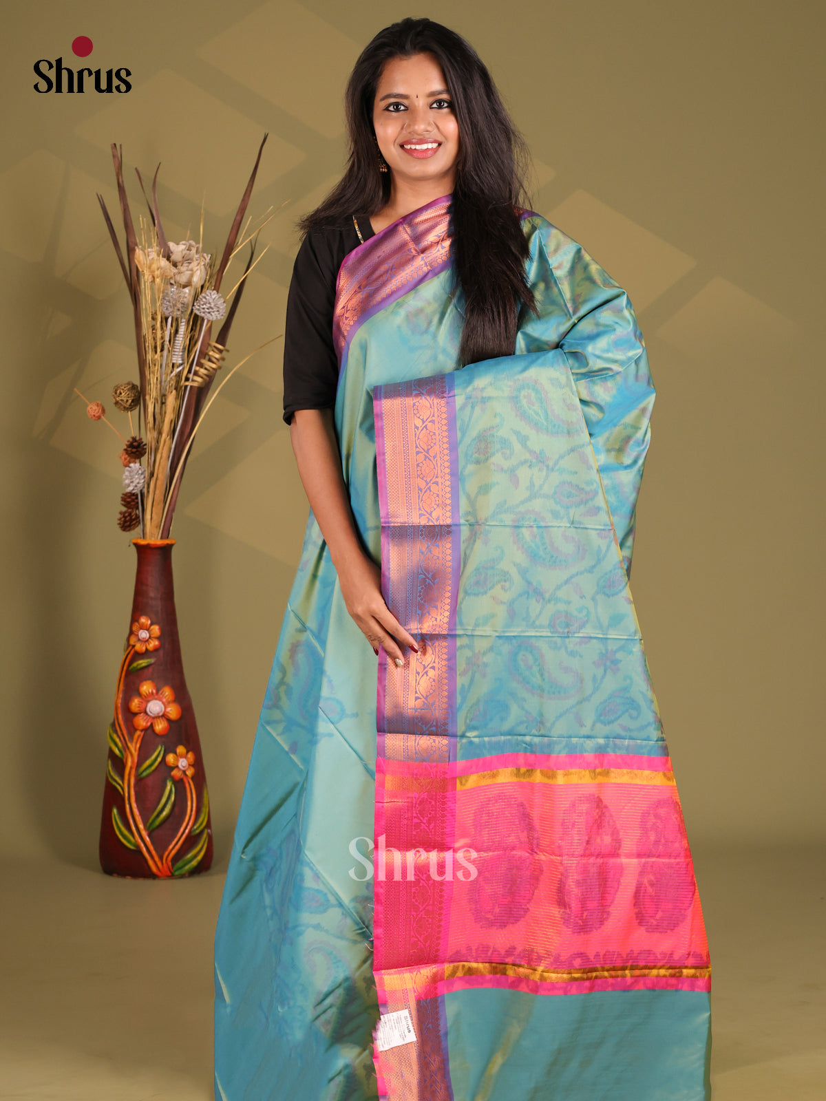 Blue & Purple - Semi Pochampally Saree