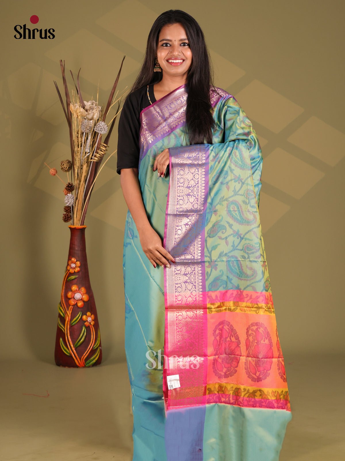Blue & Purple - Semi Pochampally Saree