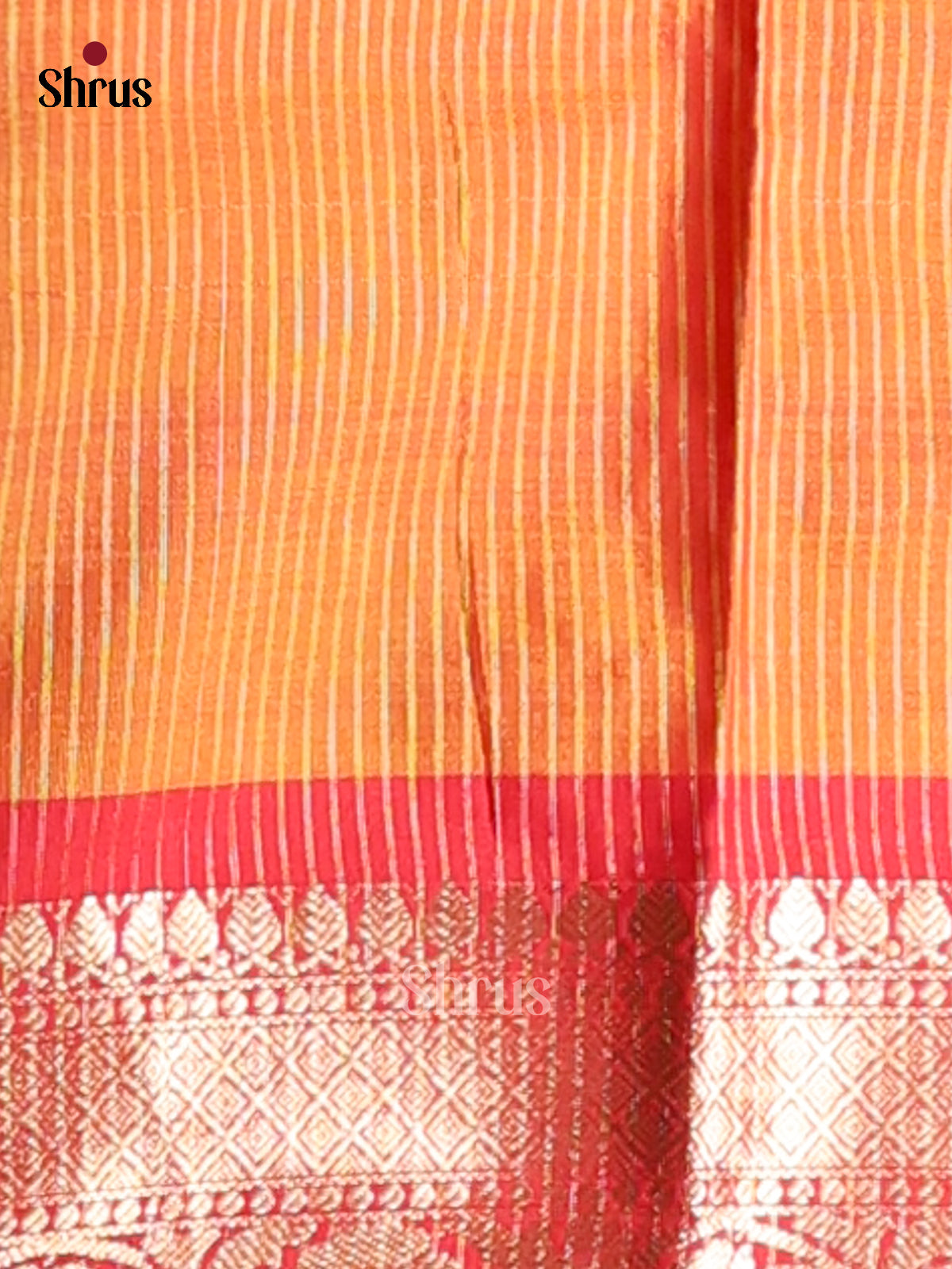 Green & Orange- Semi Pochampally Saree - Shop on Shrus.com
