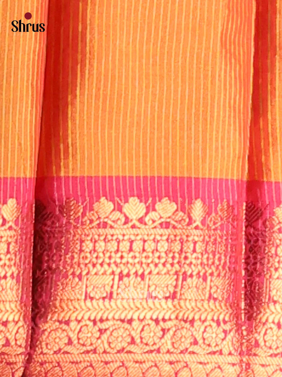 Pink & Orange- Semi Pochampally Saree - Shop on Shrus.com