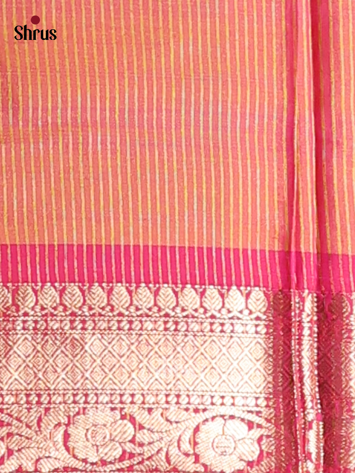 Orange & Pink- Semi Pochampally Saree - Shop on Shrus.com