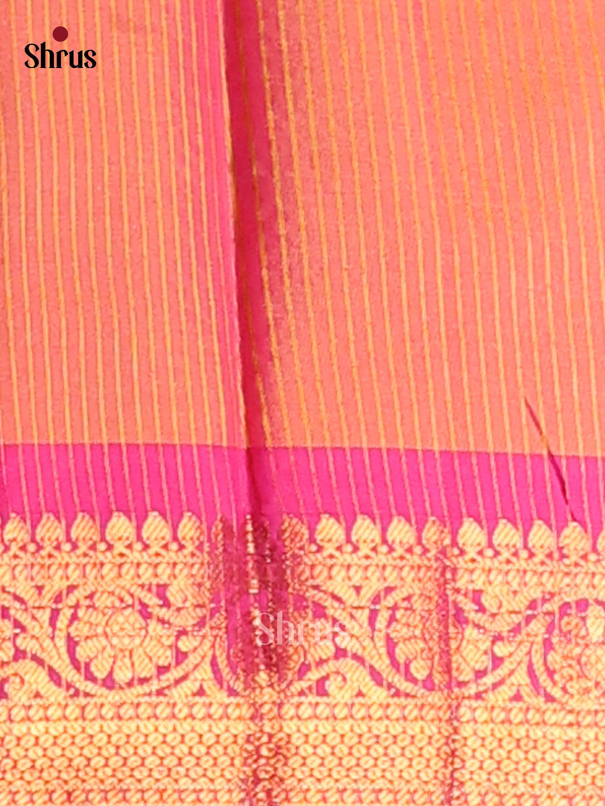 Orange & Pink- Semi Pochampally Saree - Shop on Shrus.com