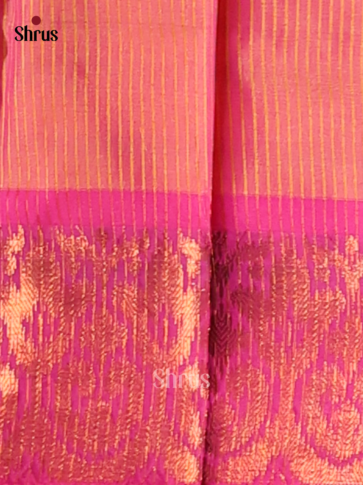 Orange & Pink - Semi Pochampally Saree - Shop on Shrus.com