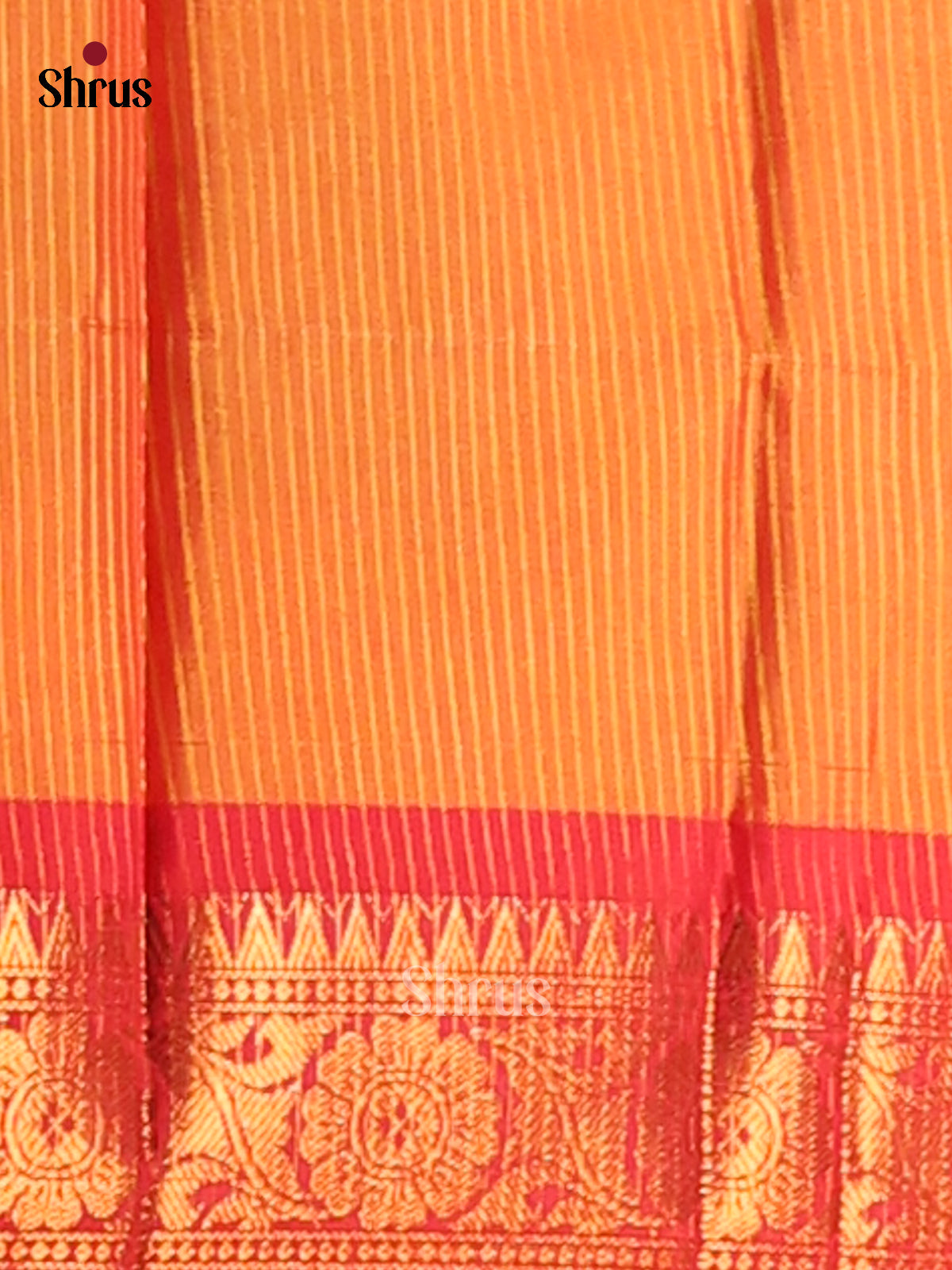 Yellow & Orange - Semi Pochampally Saree - Shop on Shrus.com