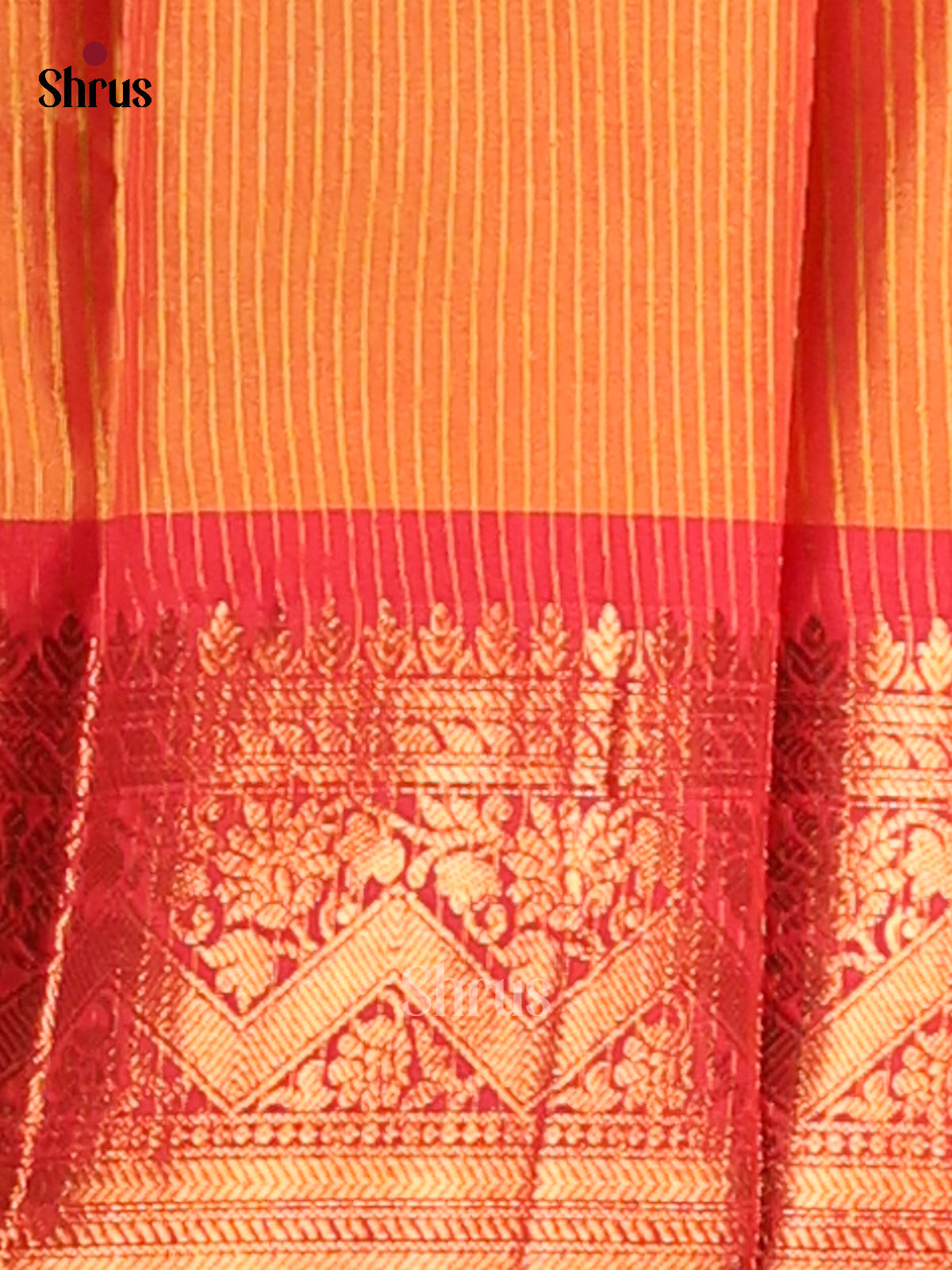 Yellow & Orange - Semi Pochampally Saree - Shop on Shrus.com