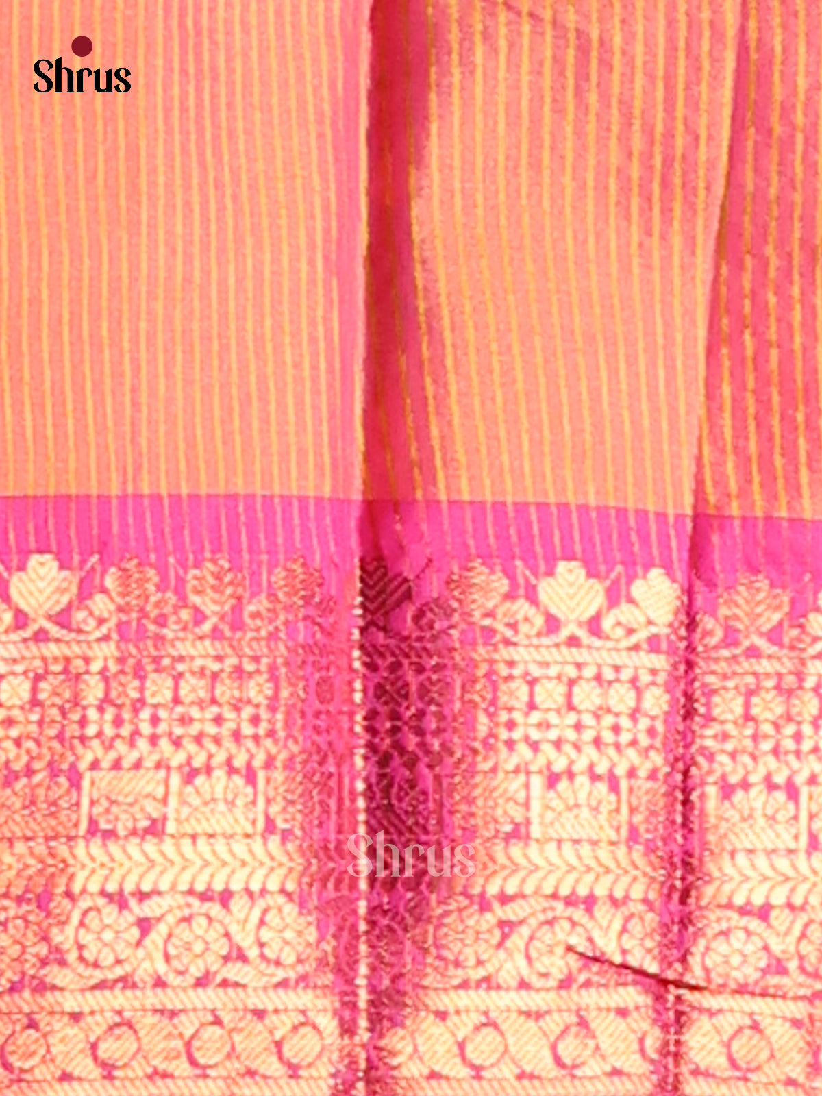 Orange & Pink- Semi Pochampally Saree - Shop on Shrus.com