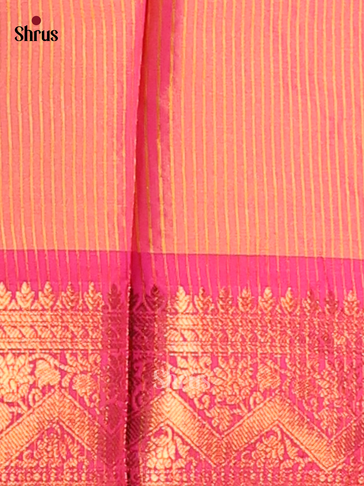 Orange & Pink - Semi Pochampally Saree - Shop on Shrus.com