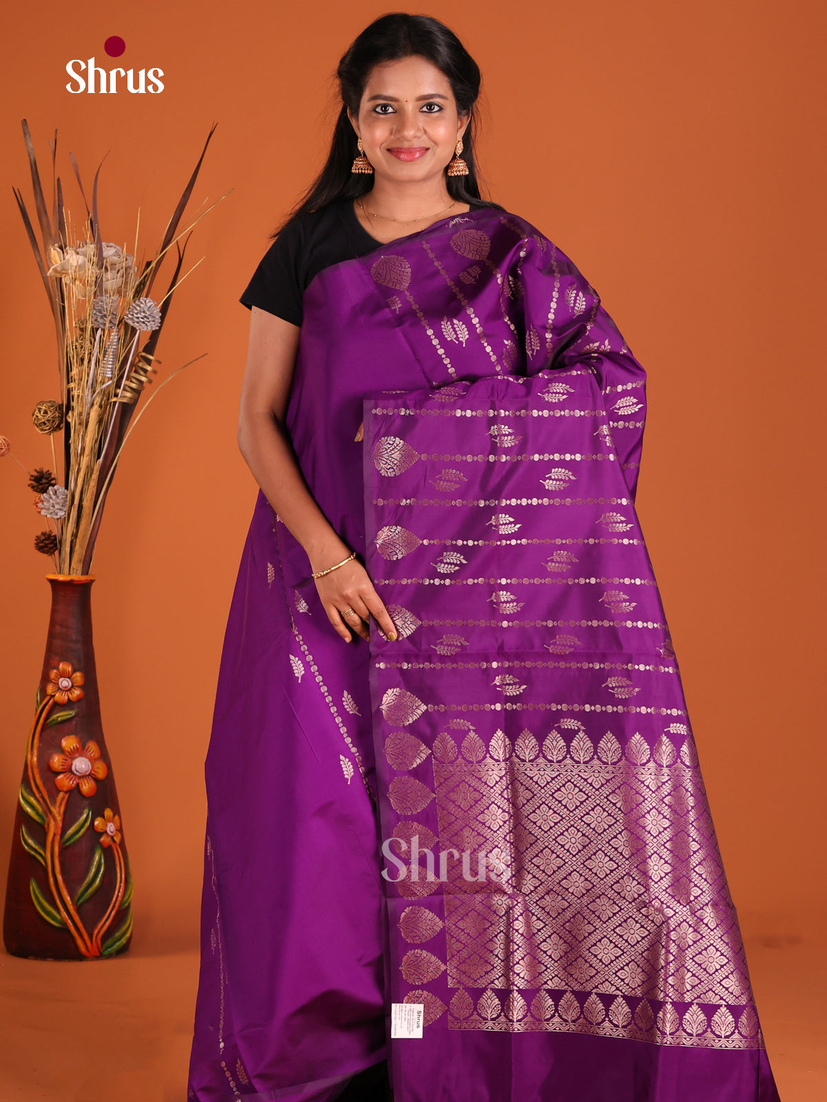 Violet - Semi Softsilk Saree - Shop on Shrus.com