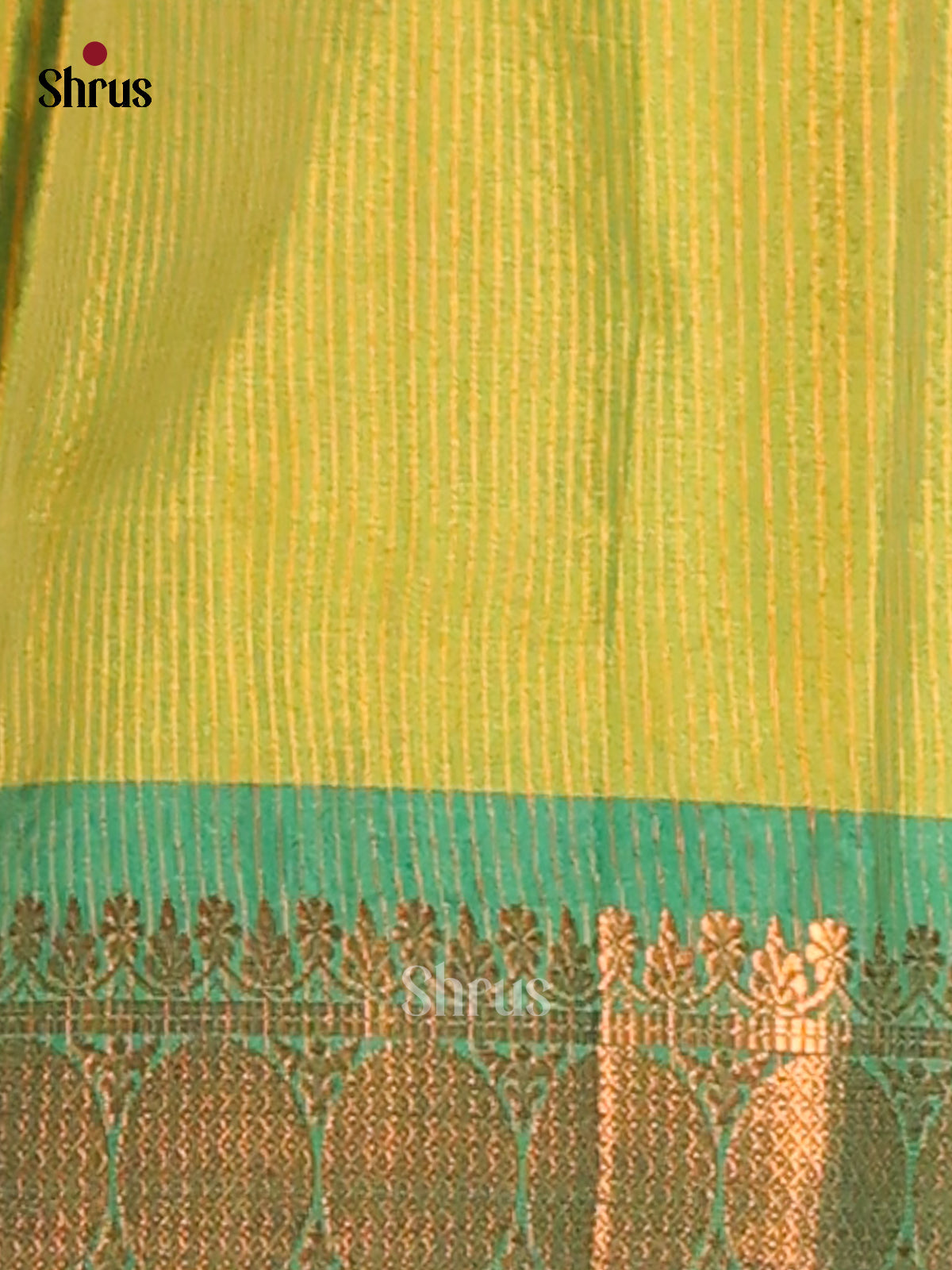 Yellow & Green - Semi Pochampally Saree - Shop on Shrus.com
