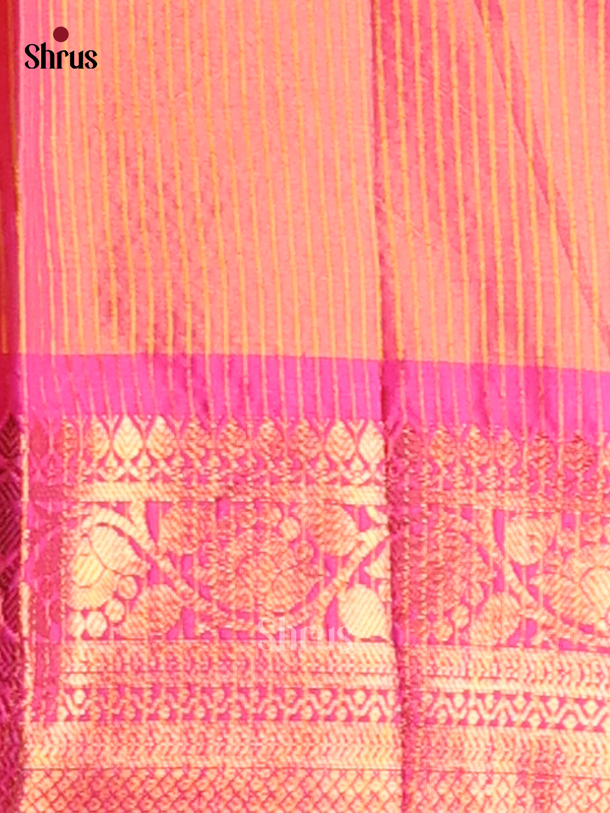 Orange & Pink- Semi Pochampally Saree - Shop on Shrus.com