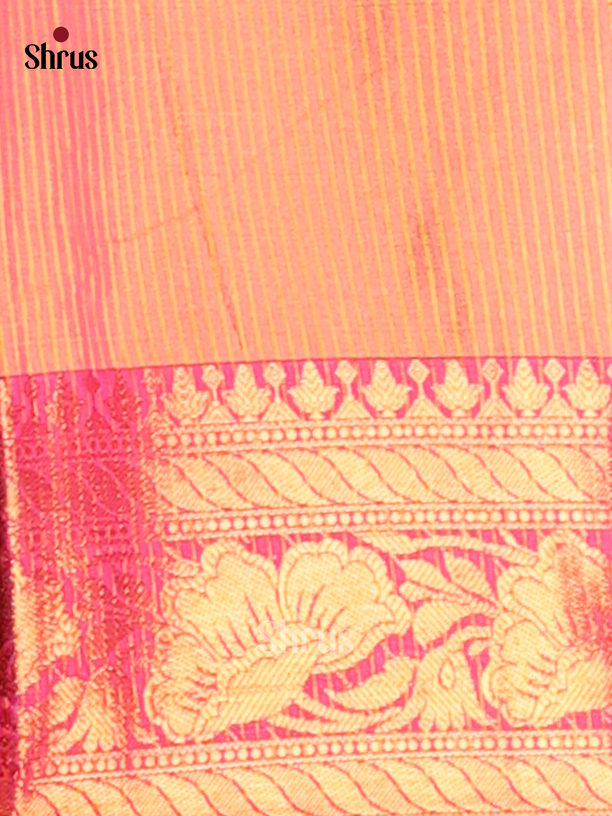 Orange & Pink- Semi Pochampally Saree - Shop on Shrus.com