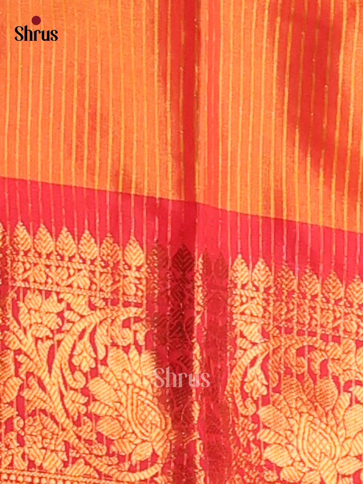 Yellow & Orange - Semi Pochampally Saree - Shop on Shrus.com