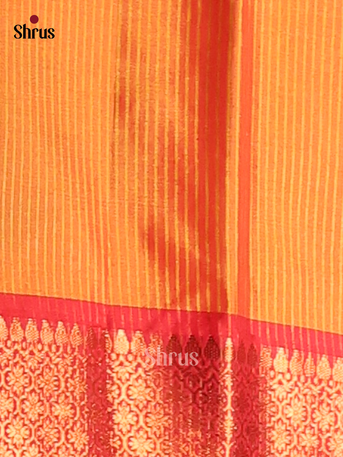 Yellow & Orange- Semi Pochampally Saree - Shop on Shrus.com