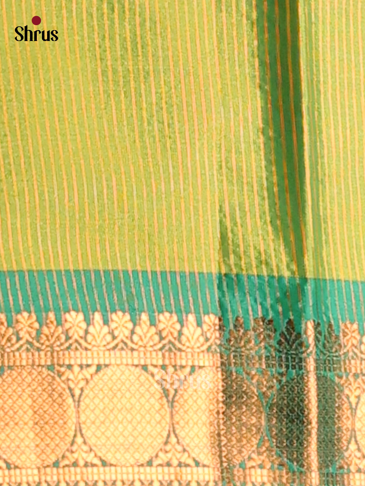 Yellow & Green - Semi Pochampally Saree - Shop on Shrus.com