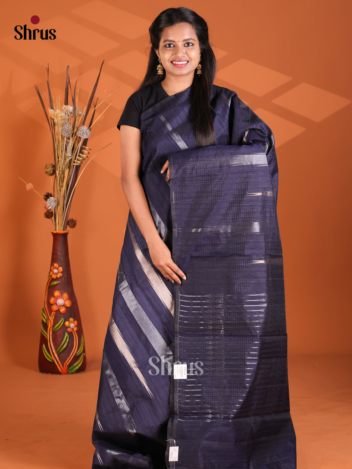 Blue - Semi Rawsilk Saree