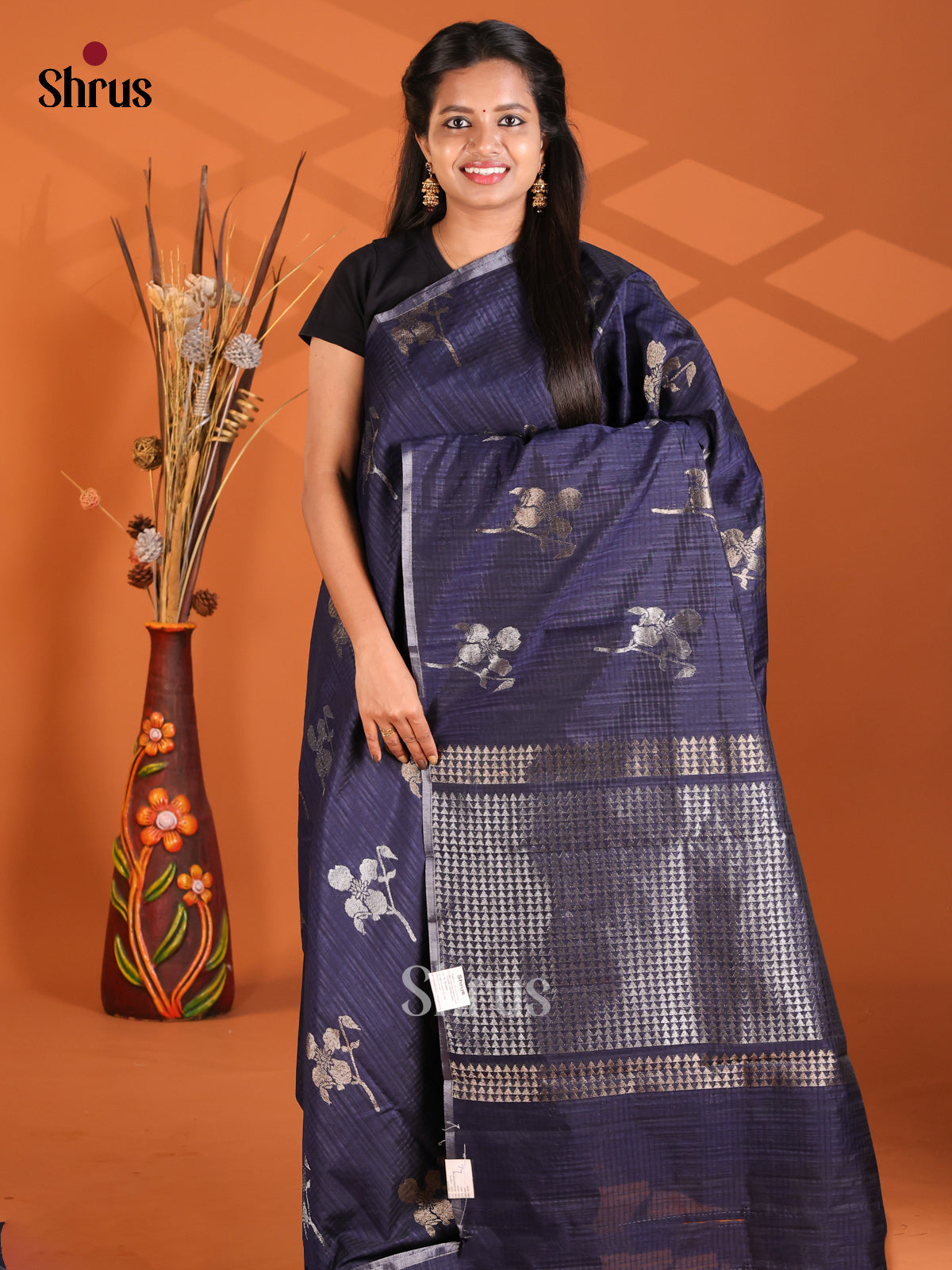 Blue - Semi Rawsilk Saree