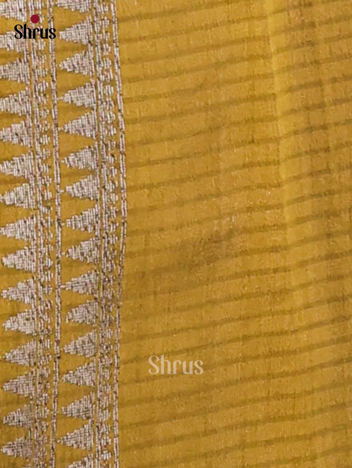 Mustardy Green - Semi Rawsilk Saree - Shop on Shrus.com