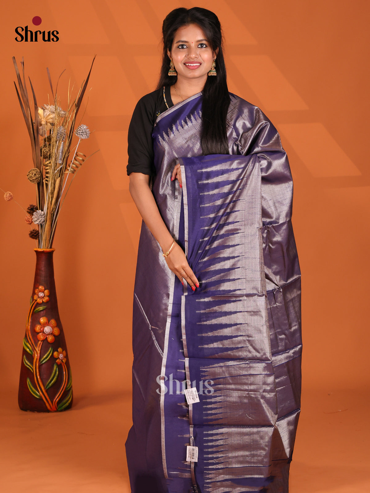 Blue- Semi Jute Saree