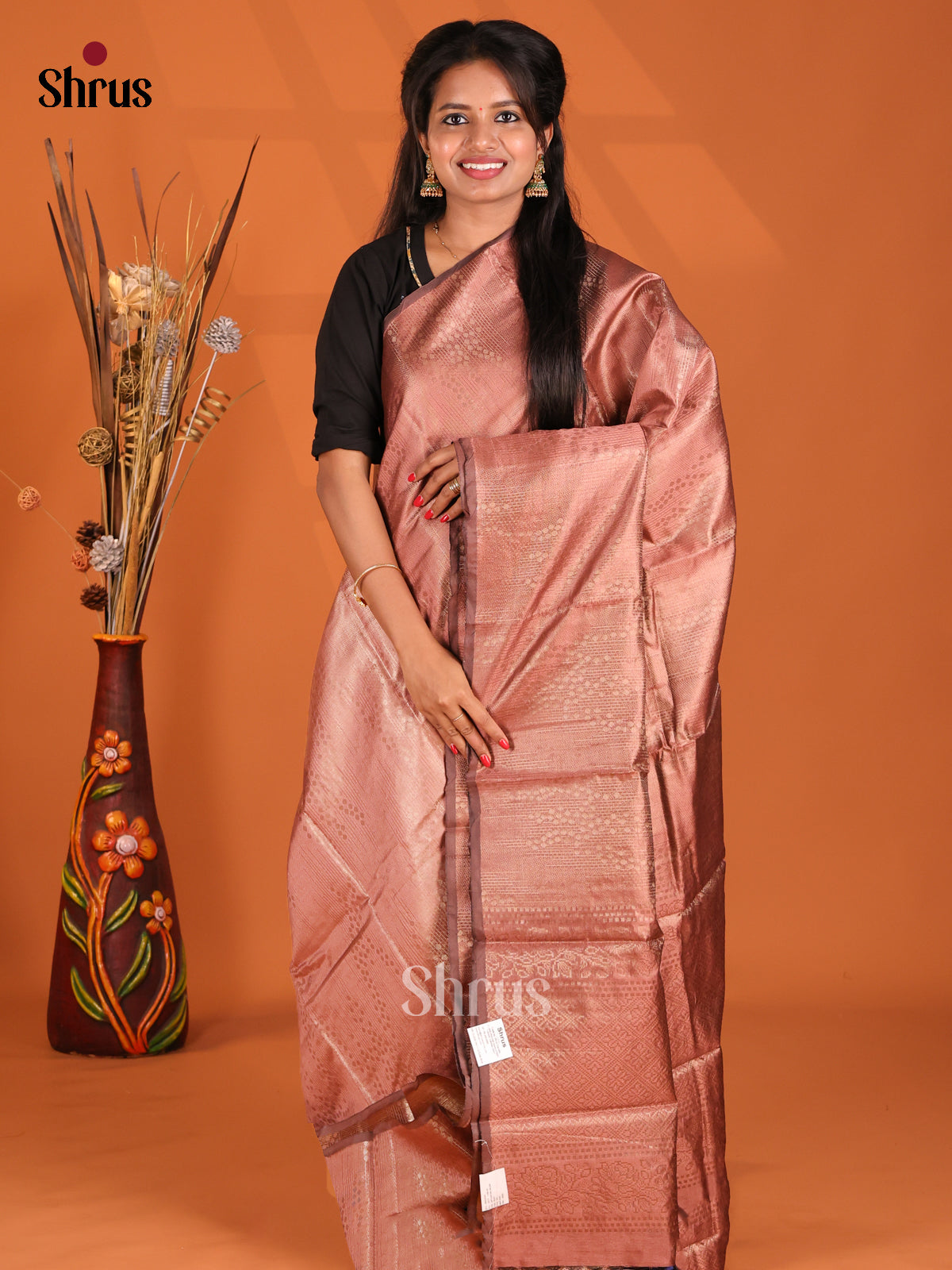 Brown - Semi Jute Saree